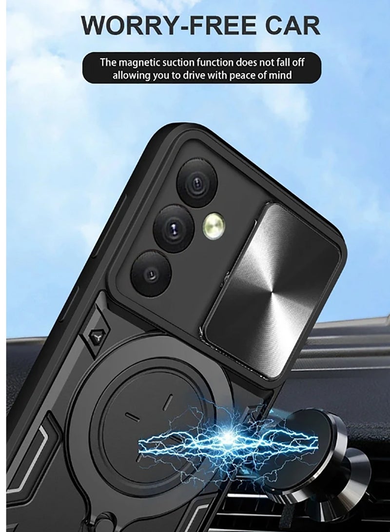 Armor Case for Samsung Galaxy S25 with Slide Camera Cover, Grade Shockproof Case with Rotatable Big Ring Kickstand - Image 3