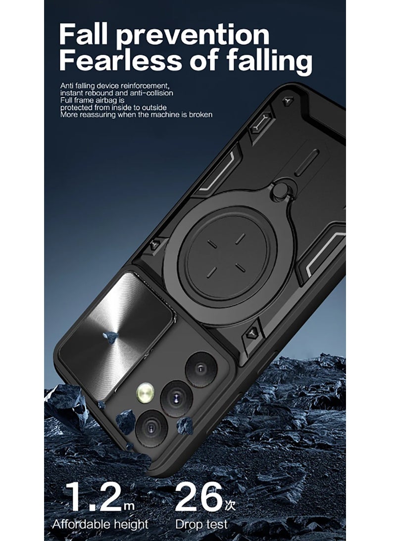 Armor Case for Samsung Galaxy S25 with Slide Camera Cover, Grade Shockproof Case with Rotatable Big Ring Kickstand - Image 5