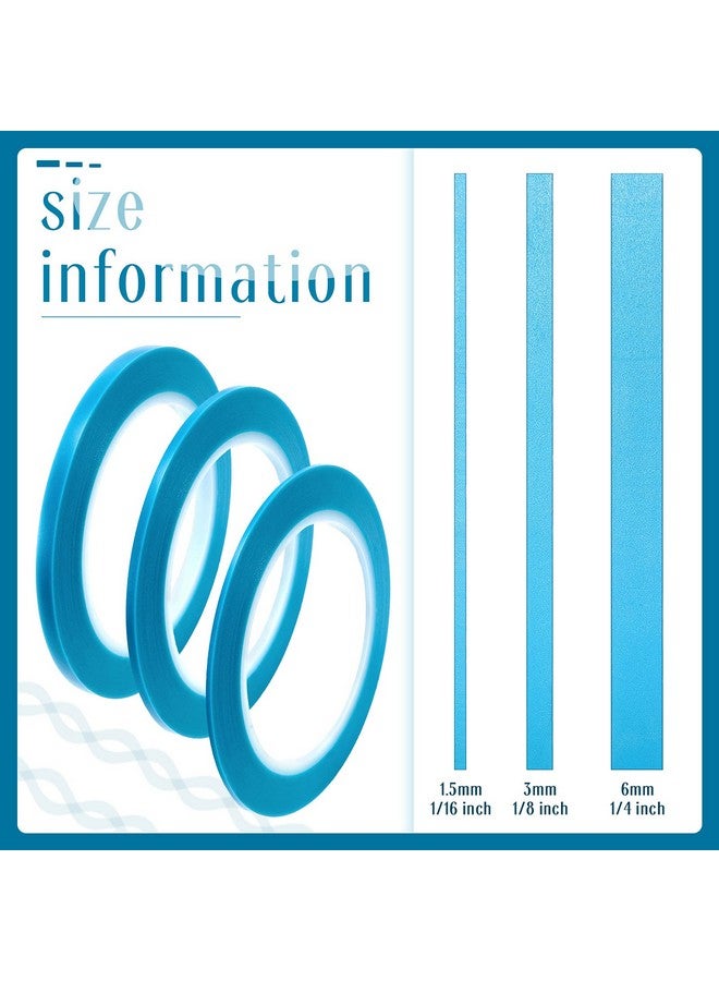 Nezyo 6 Pcs Vinyl Pinstripe Tapes Masking Tape Blue Painter Tapes High Temperature Low Tack Automotive Car Paint For Easy Removal Trim Thin Finishing Masking(3 Sizes) - Image 2