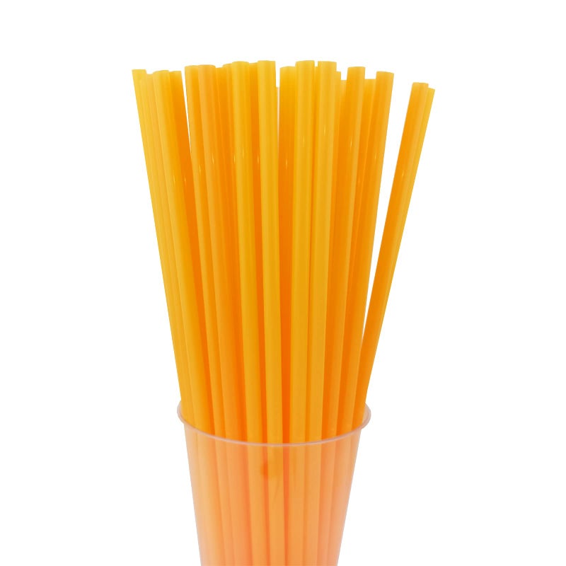 YAOSHENG200PCS 10.2 Inches Disposable Decorative Orange Plastic Straws for Birthday Wedding Cocktail Party Supplies (0.23 * 10.2inch) (Orange) - Image 1