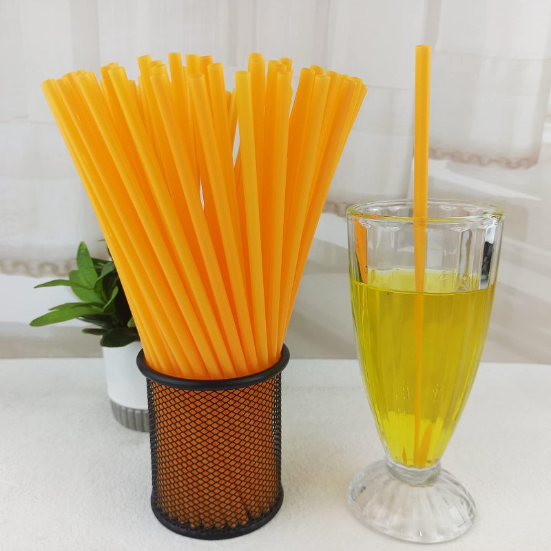 YAOSHENG200PCS 10.2 Inches Disposable Decorative Orange Plastic Straws for Birthday Wedding Cocktail Party Supplies (0.23 * 10.2inch) (Orange) - Image 2