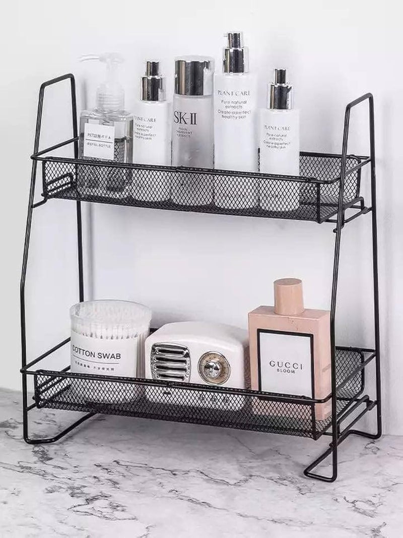 AST& Multi - Use Metal Organizer with 2 Doors - Bathroom Shampoo - Kitchen Spice - Black - Image 1