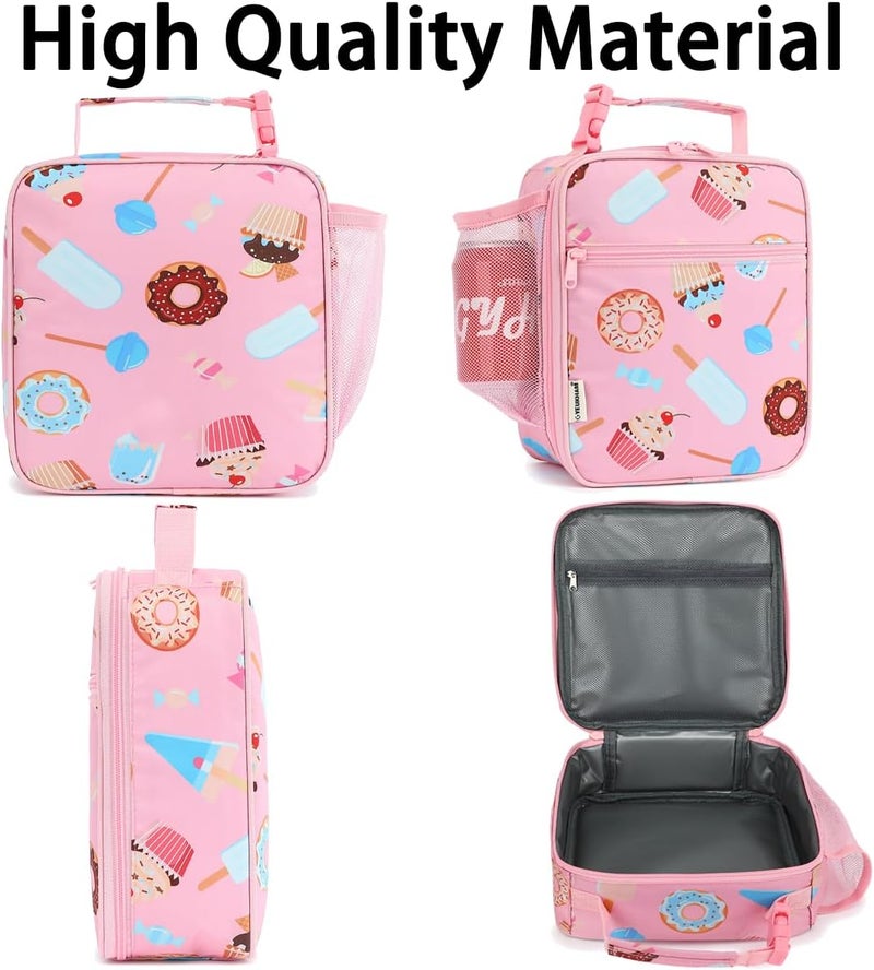 GYEUKHAM Lunch Box for Kids Boys Girls Men Women, Insulated Small Soft Cooler Lunch Bag Kit for School Work Picnic Travel - Reusable Portable lunchbox,Pink Cake - Image 5