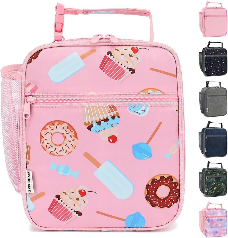 GYEUKHAM Lunch Box for Kids Boys Girls Men Women, Insulated Small Soft Cooler Lunch Bag Kit for School Work Picnic Travel - Reusable Portable lunchbox,Pink Cake - Image 1