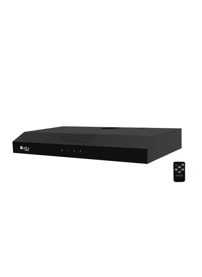 Purity - Kitchen Cooker Hood, 90 cm Wall-Mount, 450 m³/h Suction Power, 3-Speed Flat Design, LED Lighting & Remote Control, Black ( PTSLIM 90 BL PLUS ) - Image 1