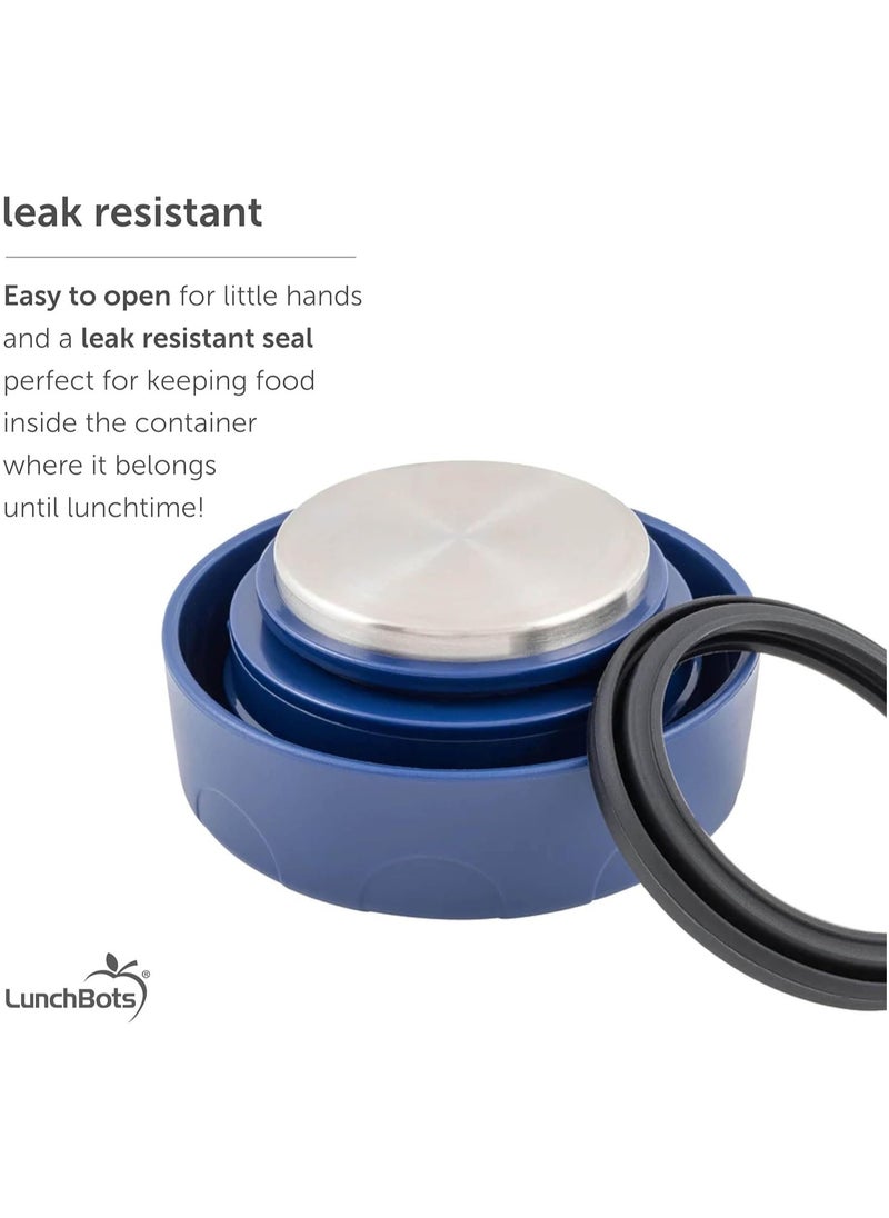 LunchBots - LunchBots Thermal 8 oz Triple Insulated Thermos - Hot 6 Hours or Cold 12 Hours - Leak Proof Thermos Soup Jar - All Stainless Interior - Navy Lid - Aqua Dots - Image 1