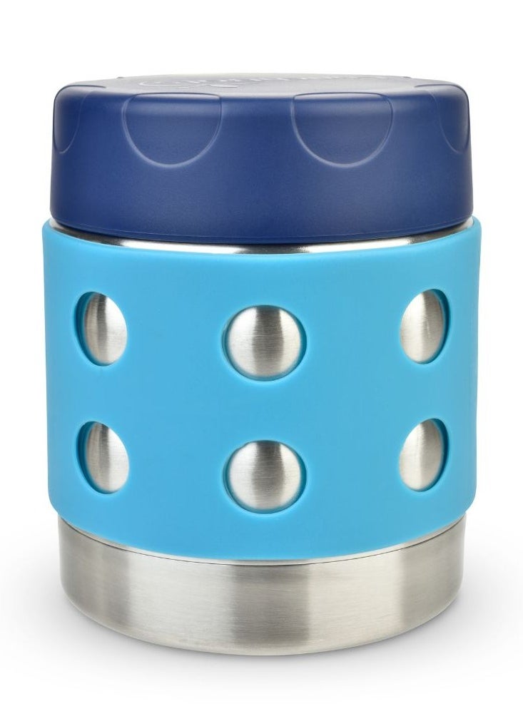 LunchBots - LunchBots Thermal 8 oz Triple Insulated Thermos - Hot 6 Hours or Cold 12 Hours - Leak Proof Thermos Soup Jar - All Stainless Interior - Navy Lid - Aqua Dots - Image 1