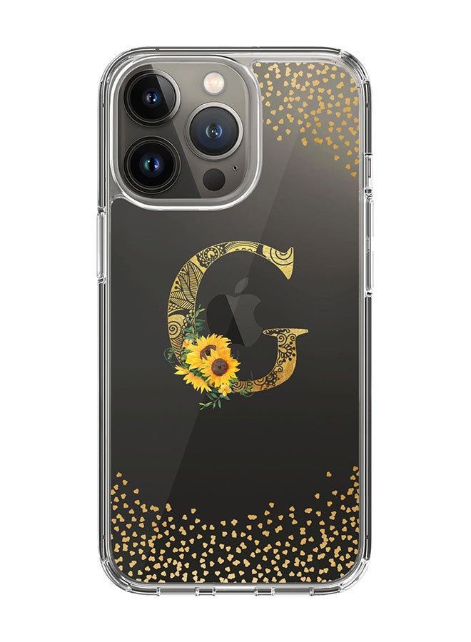 Stylizedd Classic Clear Case For iPhone 14 Pro, Hybrid Soft Case Cover- Custom Monogram Initial Letter Mandala Floral Pattern Alphabet - G(Transparent) - Image 1