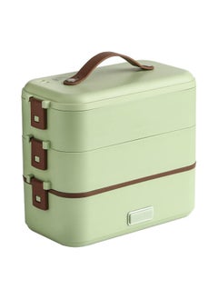 Electric Lunch Box,1.2L 3-Layer Insulation Heating Lunch Boxes,Portable Food Warmer,110V-240V Car Home Work School Use,Seals Leak Proof (Color : Green)