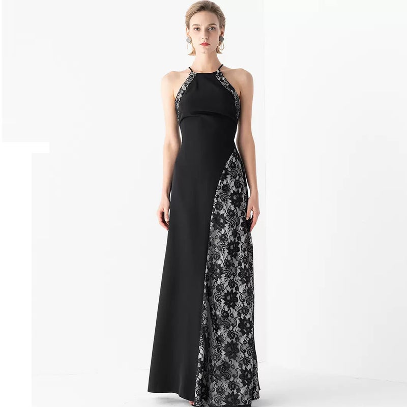2022 New Selling Romantic And Unruly Black Long Backless Stitching Evening Ceremony - Image 5