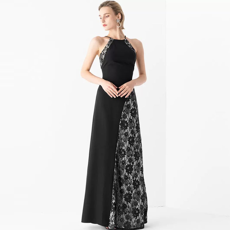 2022 New Selling Romantic And Unruly Black Long Backless Stitching Evening Ceremony - Image 1