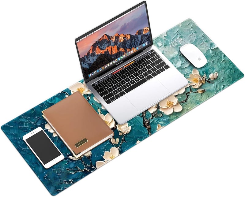 Galdas Gaming Mouse Pad XXL XL Large Long Extended Big Mousepad Non-Slip Rubber Keyboard Desk Pad with Stitched Edges for Laptop Home Office (31.5x11.8x0.08 Inch) … (Painting Flowers) - Image 3