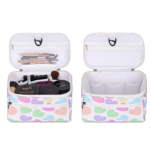 KUKLAR Polyester Waterproof Multifunctional Small Cosmetic Bag for Women, Makeup Bag for Travel, Cosmetic Bag Pouch,Makeup Organizer Perfectly Fit in Any Suitcase Or Big Bag (Pink -White) - Image 4