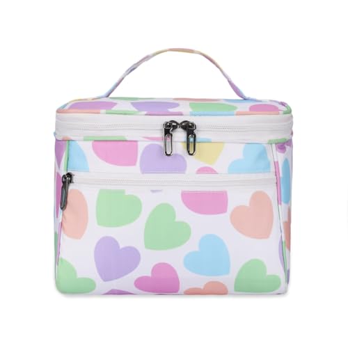 KUKLAR Polyester Waterproof Multifunctional Small Cosmetic Bag for Women, Makeup Bag for Travel, Cosmetic Bag Pouch,Makeup Organizer Perfectly Fit in Any Suitcase Or Big Bag (Pink -White) - Image 2