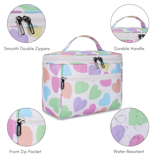 KUKLAR Polyester Waterproof Multifunctional Small Cosmetic Bag for Women, Makeup Bag for Travel, Cosmetic Bag Pouch,Makeup Organizer Perfectly Fit in Any Suitcase Or Big Bag (Pink -White) - Image 3