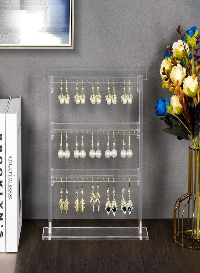 ELEpure Upgrade Acrylic Earring Holder Organizer 3 Tier 48 Holes Jewelry Display Stand Storage Decor for Earrings Women Girls Gallery Store Exhibit Presentation 9.4x2.2x9.4in - Image 4