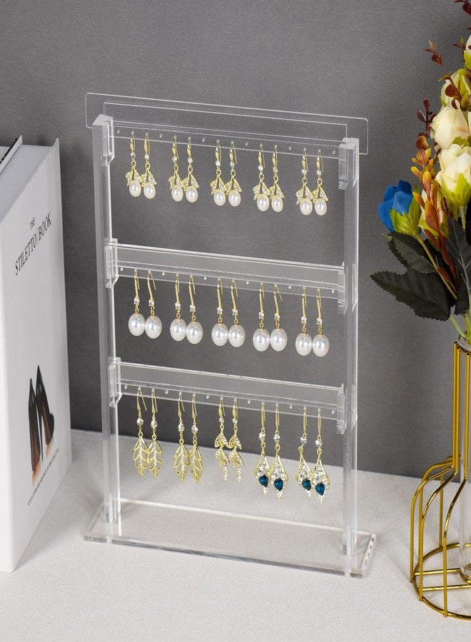 ELEpure Upgrade Acrylic Earring Holder Organizer 3 Tier 48 Holes Jewelry Display Stand Storage Decor for Earrings Women Girls Gallery Store Exhibit Presentation 9.4x2.2x9.4in - Image 5