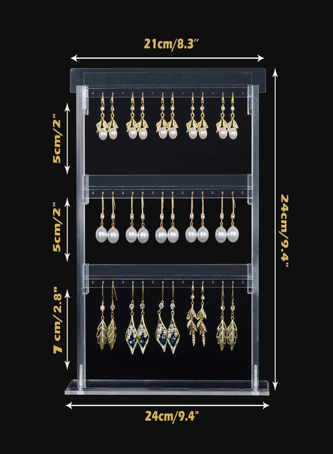 ELEpure Upgrade Acrylic Earring Holder Organizer 3 Tier 48 Holes Jewelry Display Stand Storage Decor for Earrings Women Girls Gallery Store Exhibit Presentation 9.4x2.2x9.4in - Image 2