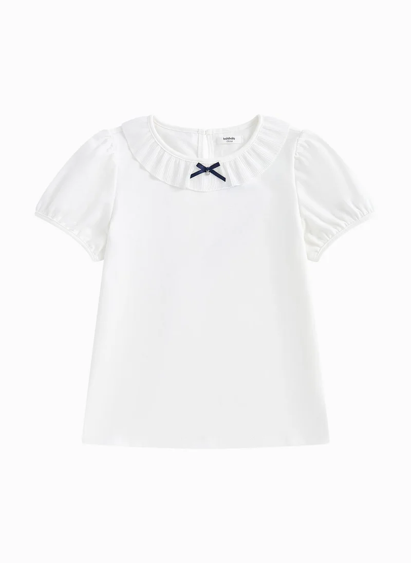 Balabala Kids Girl Round V-Neck Short-Sleeved T-Shirt
