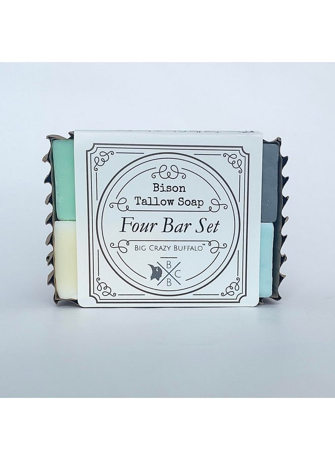 Big Crazy Buffalo - Pure Bison Tallow Buff Bar 4 Piece Set Unscentedincludes (1) Of Each Of Our Bars: Buff Soap Bar Buff Shave Bar Buff Shampoo Bar & Buff Bath Barcleans Moisturizing Pure - Image 1
