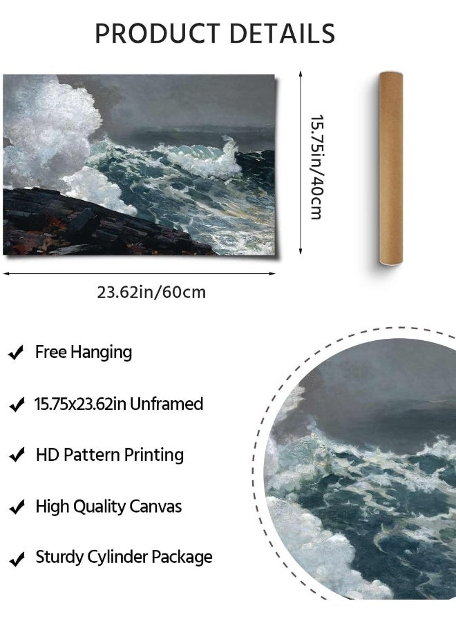 Home Trove Arpeotcy Unframed Canvas Wall Art Prints, 16X24 Inch, Coastal Posters & Prints For Wall Decor  - Image 5