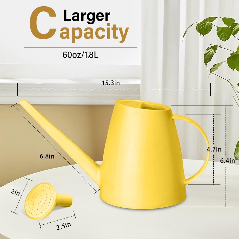VKPLITE Plant Watering Can - Plastic Indoor and Outdoor - 1/2 Gallon - Yellow - Image 2