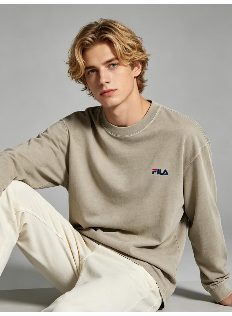 FILA Men's and women's loose cotton washed long sleeve T-shirts - Image 1