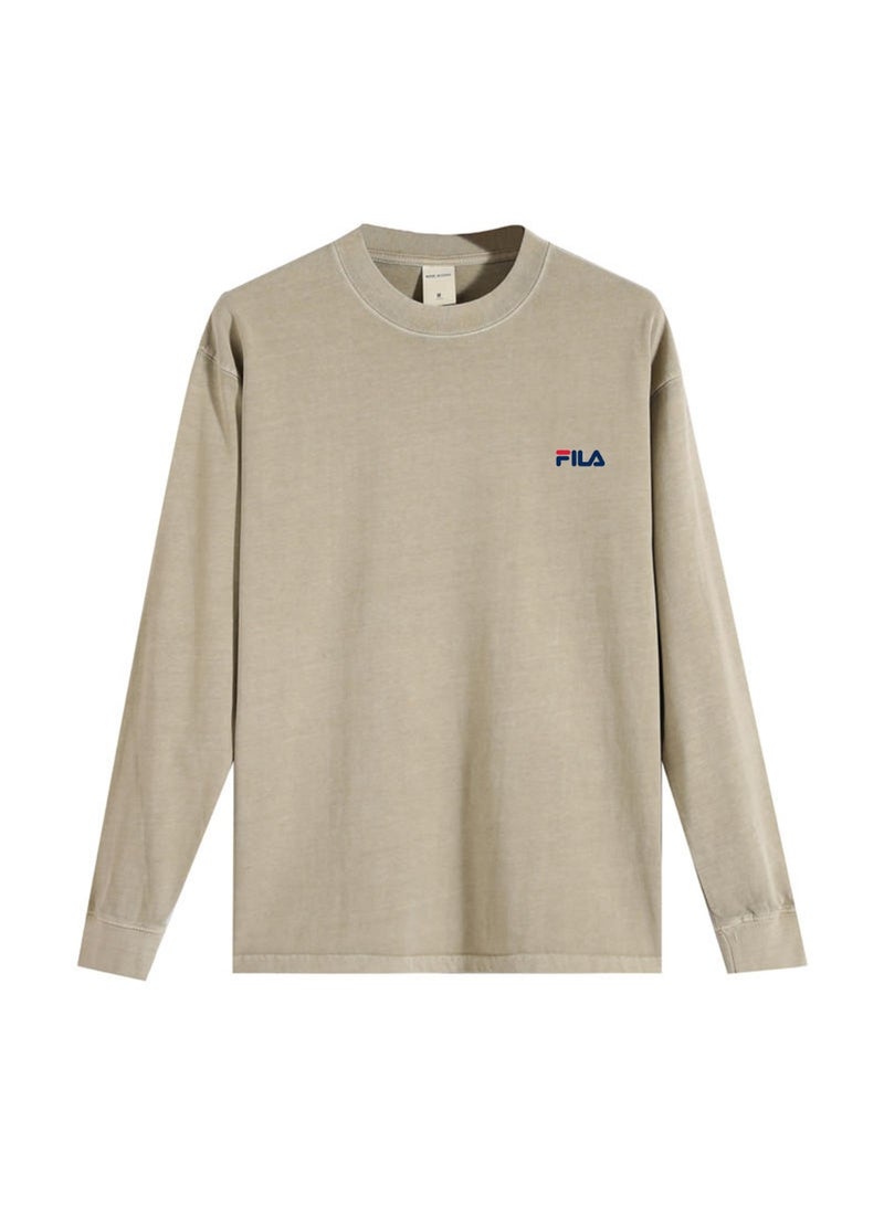 FILA Men's and women's loose cotton washed long sleeve T-shirts - Image 5