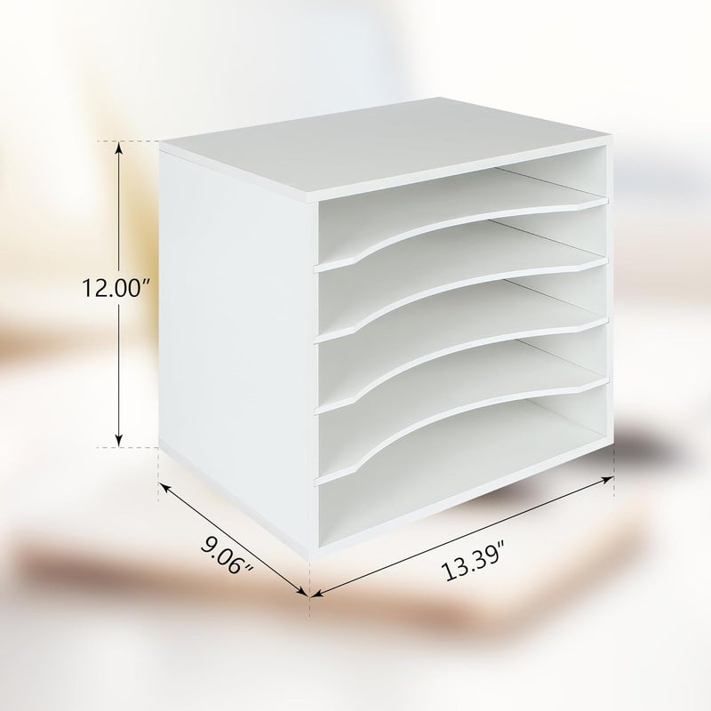 EMERIT Paper Organzier Wood Desktop Organizer Storage Letter Tray File Sorter with Adjustable Shelves for Home Office - Image 4