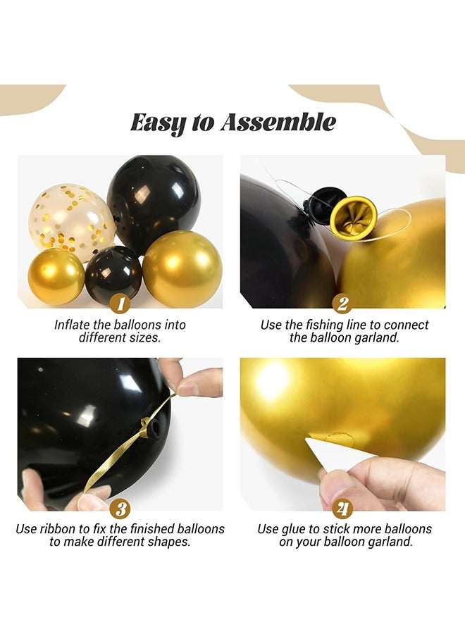 مجموعة بالونات ذهبية سوداء مكونة من 132 قطعة، طقم قوس بالونات للحفلات - Image 3