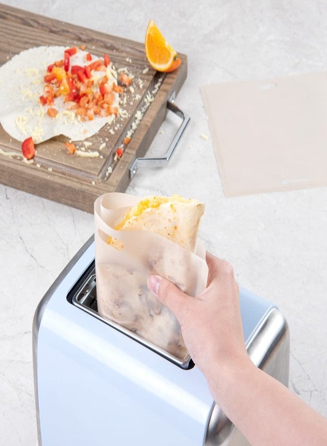 Restaurantware Bag Tek 8.7 x 7.9 Inch Toaster Bags 10 Large Toaster Sandwich Bags - Multipurpose Non-Stick Kraft Plastic Toaster Sleeves Semi-Disposable - Image 4