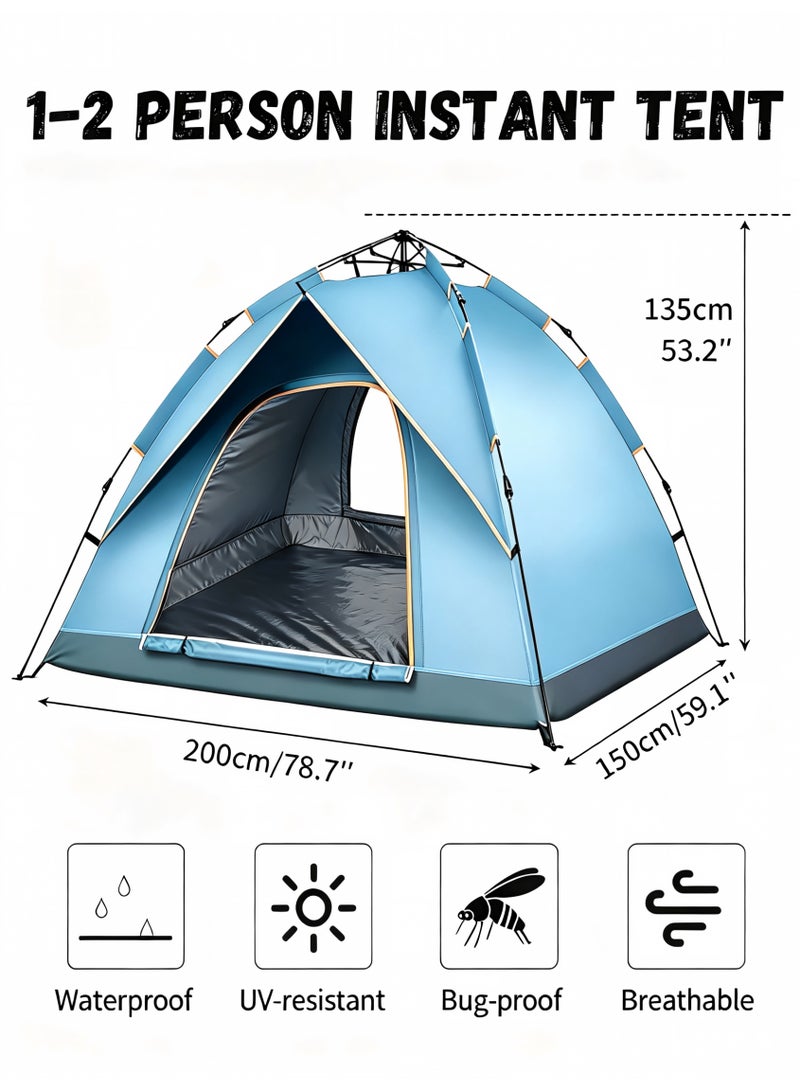 Snooe AutoPop Pro Instant Person Camping Tent - 3s Setup Waterproof Windproof Tent with UV Shield & Ventilation, Ultra-Light 5.5lbs All-Weather Shelter for Hiking, Beach, Family Travel - Image 2