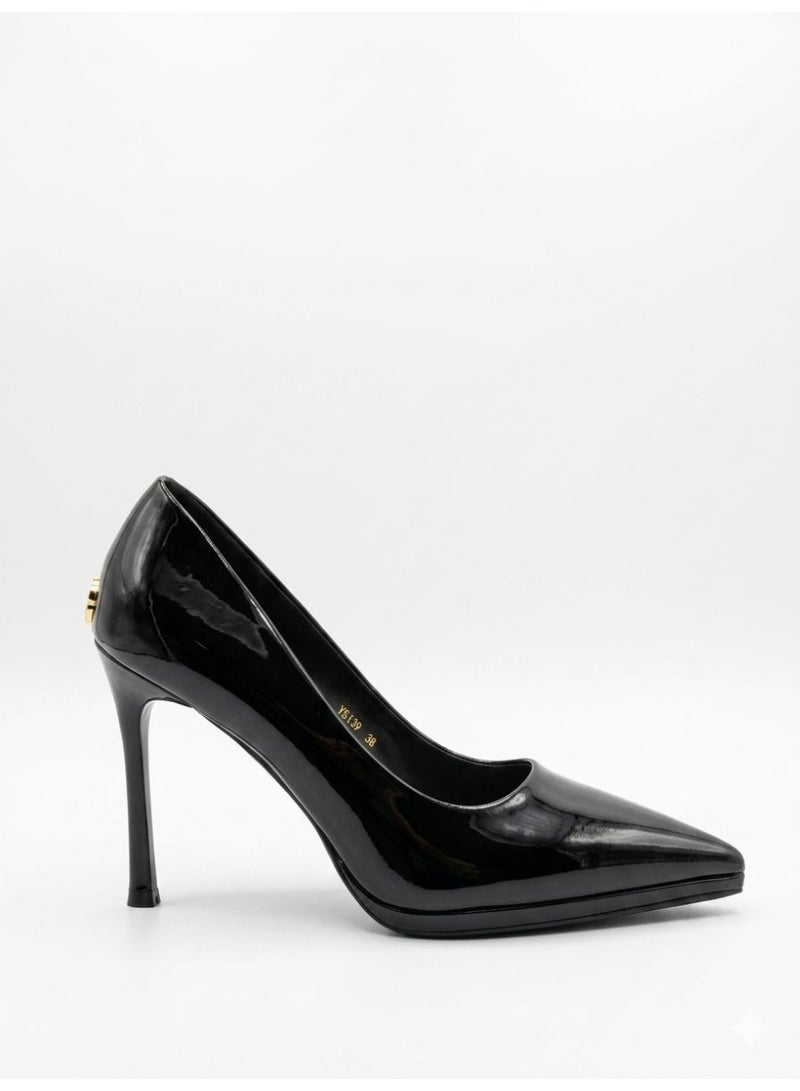 Shoe star أحذية شو ستار ذات الكعب العالي الأسود - Image 2