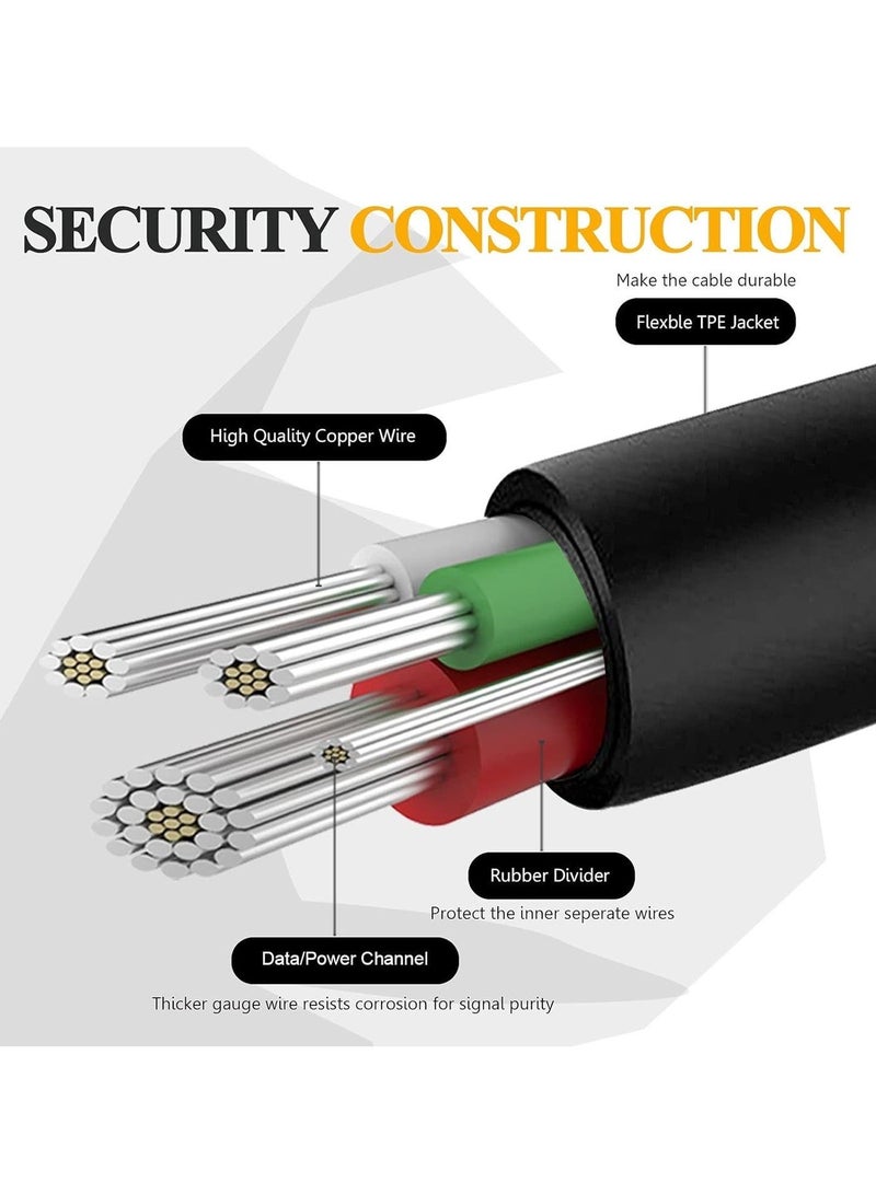 ترييو كابل شحن Micro USB سريع مقاوم للتشابك ومتين لوحدة تحكم PS4 للاستخدام اليومي والاستخدام المنزلي والألعاب الخارجية - Image 5