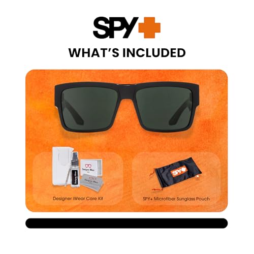Spy Cyrus 673180038863 58 MM Black/HD Plus Grey Green Square Sunglasses for Men +Bundle with Accessory Eyewear Kit - Image 2