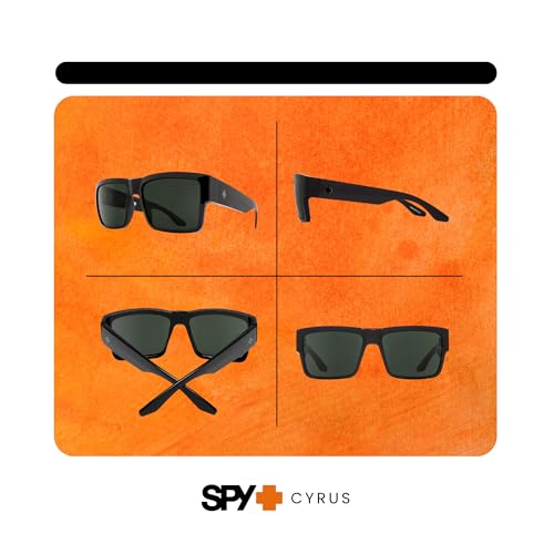 Spy Cyrus 673180038863 58 MM Black/HD Plus Grey Green Square Sunglasses for Men +Bundle with Accessory Eyewear Kit - Image 3
