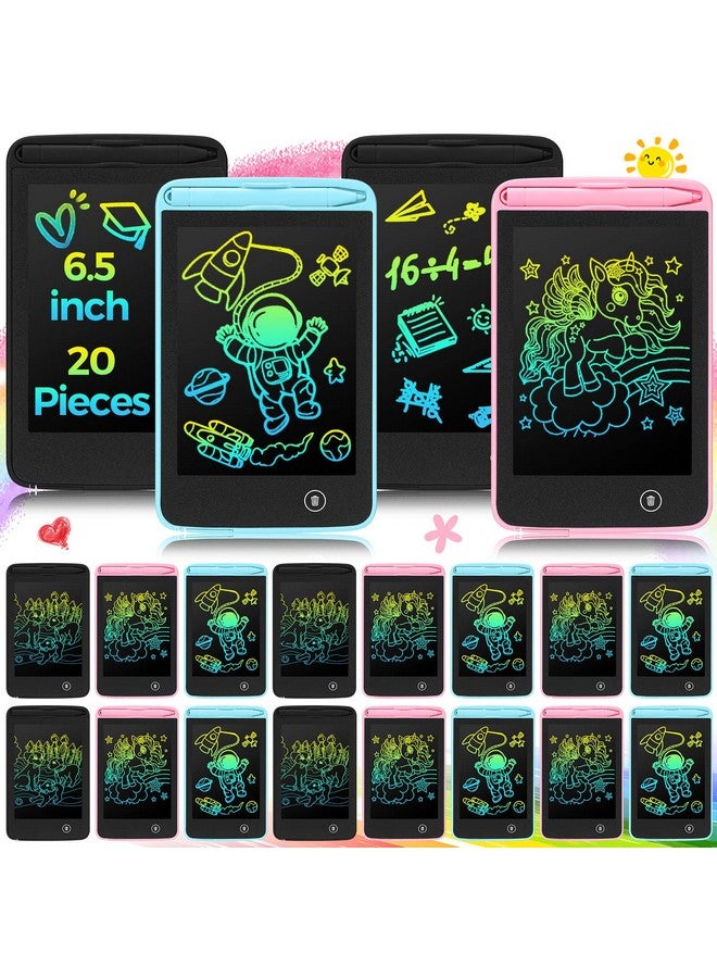 Zhehao 20 Pcs LCD Writing Tablet for Kids 6.5 Inch Colorful Doodle Board LCD Writing Board Kids Portable Electronic Drawing Board Erasable Drawing Pad Reusable Writing Pad for Kid (Black, Blue, Pink) - Image 1