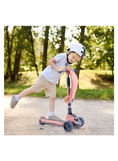 Hihonor Kids Scooter, 3 In 1 Children Scooter with Flashing Wheel，Kick Scooter for Kids with Removable Seat and Adjustable Height Handlebars（Pink）  - Image 2