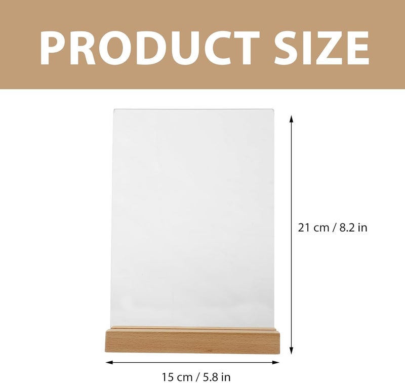 A5 Acrylic Menu Sign Holder with Wooden Base, T-shape Tabletop Display Stand for Restaurant Menu, Poster, Paper, and Label Holder - Image 2