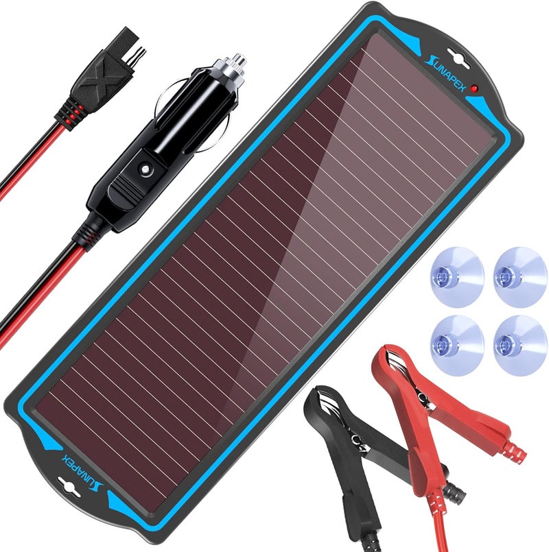 SUNAPEX 12V Solar Trickle Charger Portable Power Solar Panel Solar Battery Charger 12 Volt Waterproof Solar Battery Maintainer for Car Truck Boat RV Motorcycle Marine Trailer Battery - Image 1
