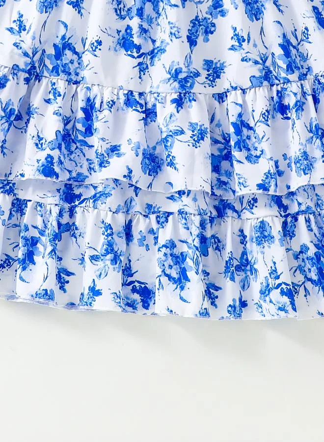 Take Two Take Two Floral Print Puff Sleeve Dress with Bow Detail