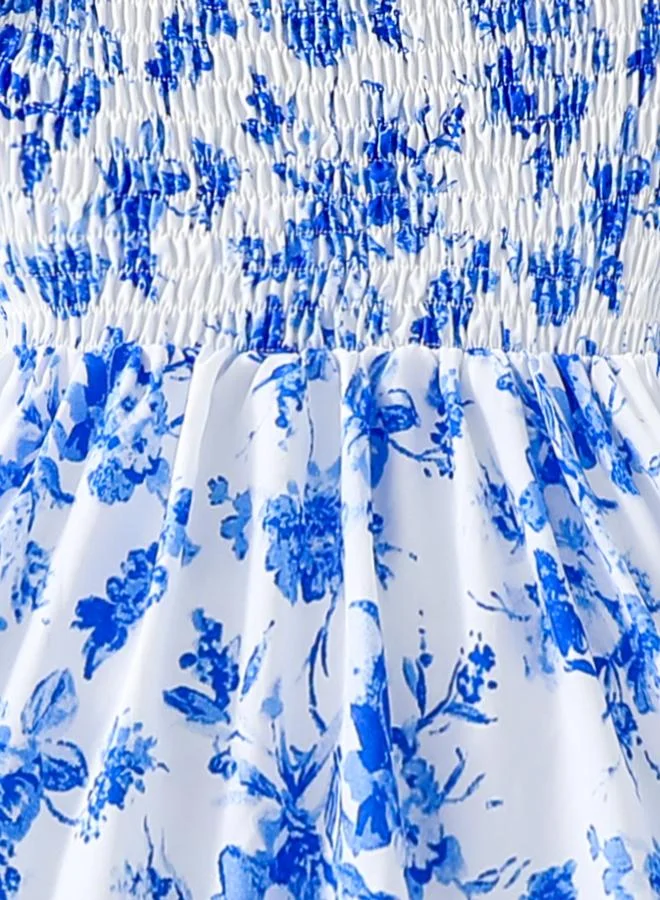 Take Two Take Two Floral Print Puff Sleeve Dress with Bow Detail