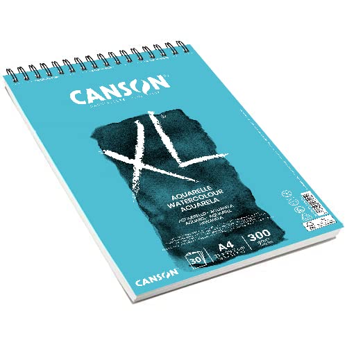 CANSON XL Watercolour 300gsm A4 Paper, Cold Pressed, Spiral Pad Short Side, 30 White Sheets, Ideal for Professional Artists - Image 2