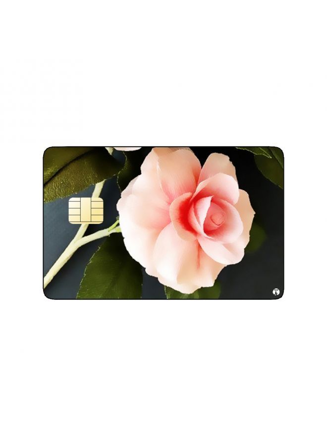 RKN PRINTED BANK CARD STICKER Beautiful Pink Rose Picture - Image 1