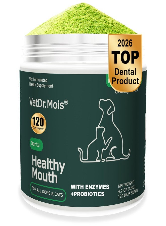 DRMOIS Dog Teeth Cleaning Powder, Dog Dental Powder and Cats Breath Freshener, Plaque Off Pet Tooth Cleaning lab co, Bad Breath & Tartar Remover for Dogs, Dog Teeth Cleaning with Enzymes 120 Day Supply, 120g - Image 1