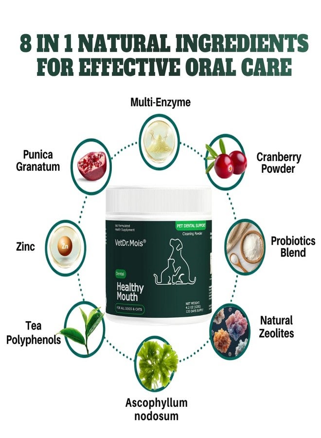 DRMOIS Dog Teeth Cleaning Powder, Dog Dental Powder and Cats Breath Freshener, Plaque Off Pet Tooth Cleaning lab co, Bad Breath & Tartar Remover for Dogs, Dog Teeth Cleaning with Enzymes 120 Day Supply, 120g - Image 5