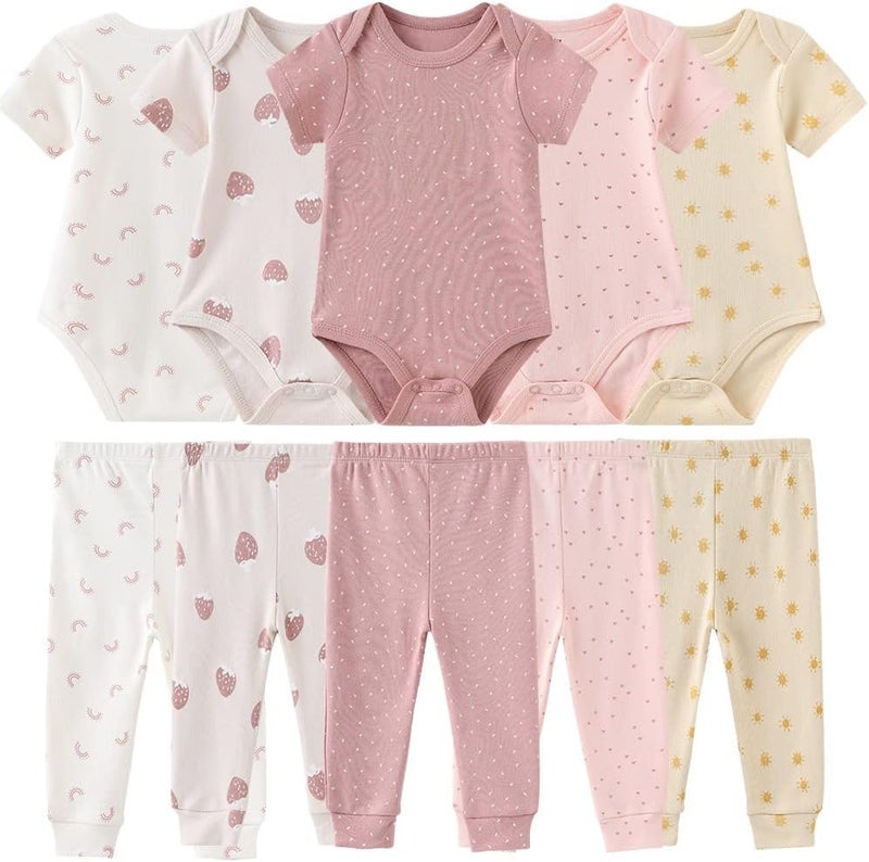 Kiddiezoom Baby Layette Set - 9-Piece Bodysuits and Pants Set for Unisex Infants - Image 1