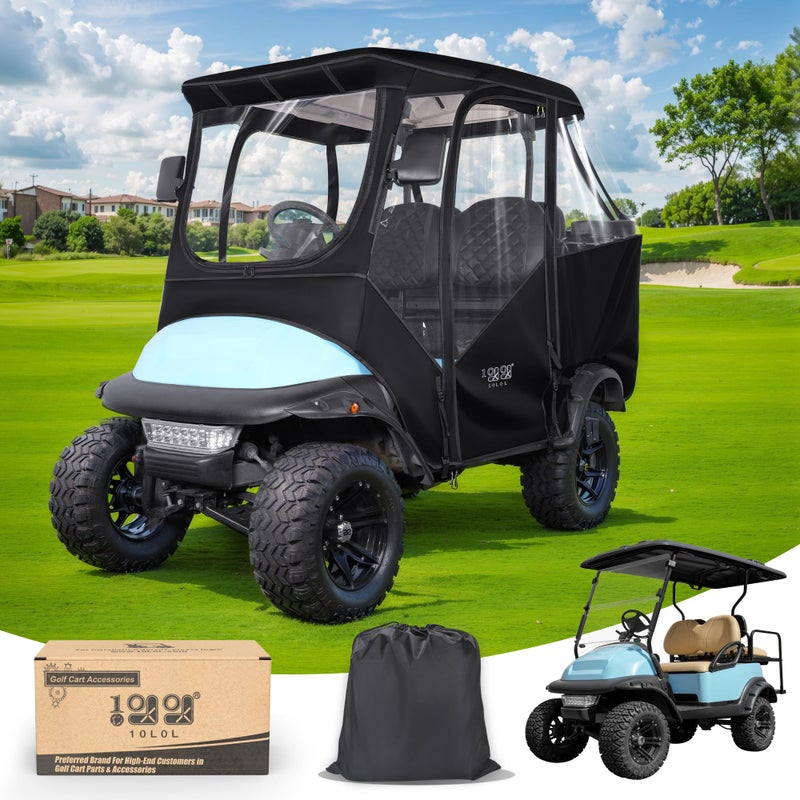 10L0L 10L0L 2-4 Passenger 600D Golf Cart Driving Enclosure Cover with Security Side Mirror Openings for Club Car Precedent NOT for with Extended Cover  - Image 1