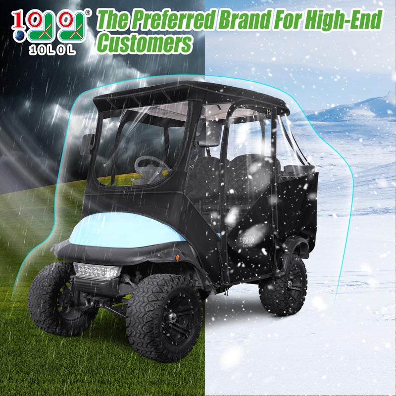 10L0L 10L0L 2-4 Passenger 600D Golf Cart Driving Enclosure Cover with Security Side Mirror Openings for Club Car Precedent NOT for with Extended Cover  - Image 2