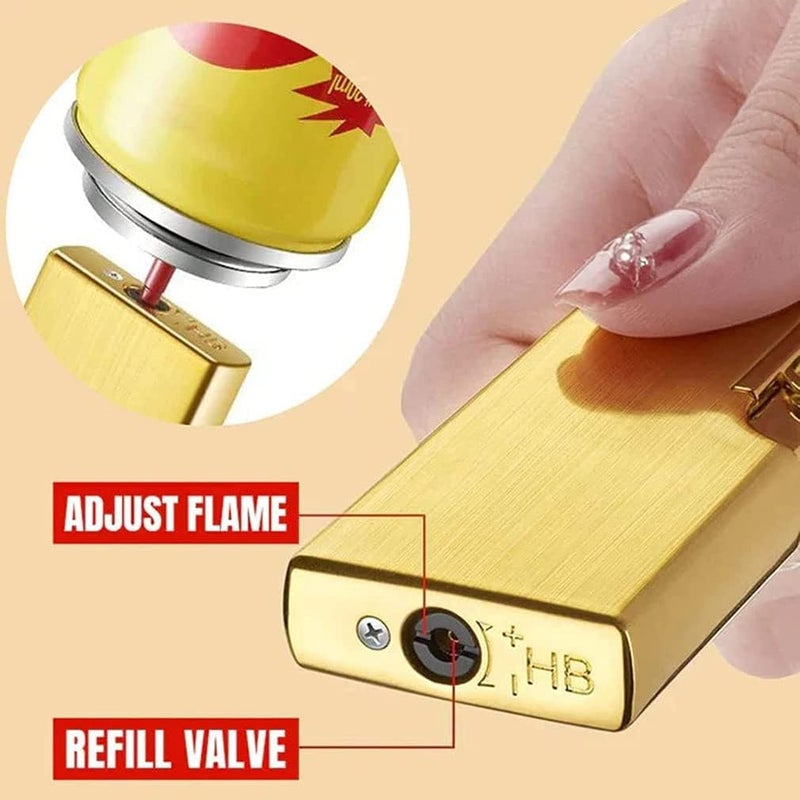 comfrt 2023 New Creative Windproof Dual Flame Refillable Gas Lighter, Torch Lighter, Cool Dual Fire Lighter, Fancy Dual Jet Flame Butane Lighter, Refillable Butane Gas Lighter - No Butane Gas (D) - Image 2